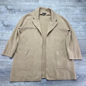 Quince Blazer Womens M Beige 100% Organic Cotton Knit Open Front Jacket